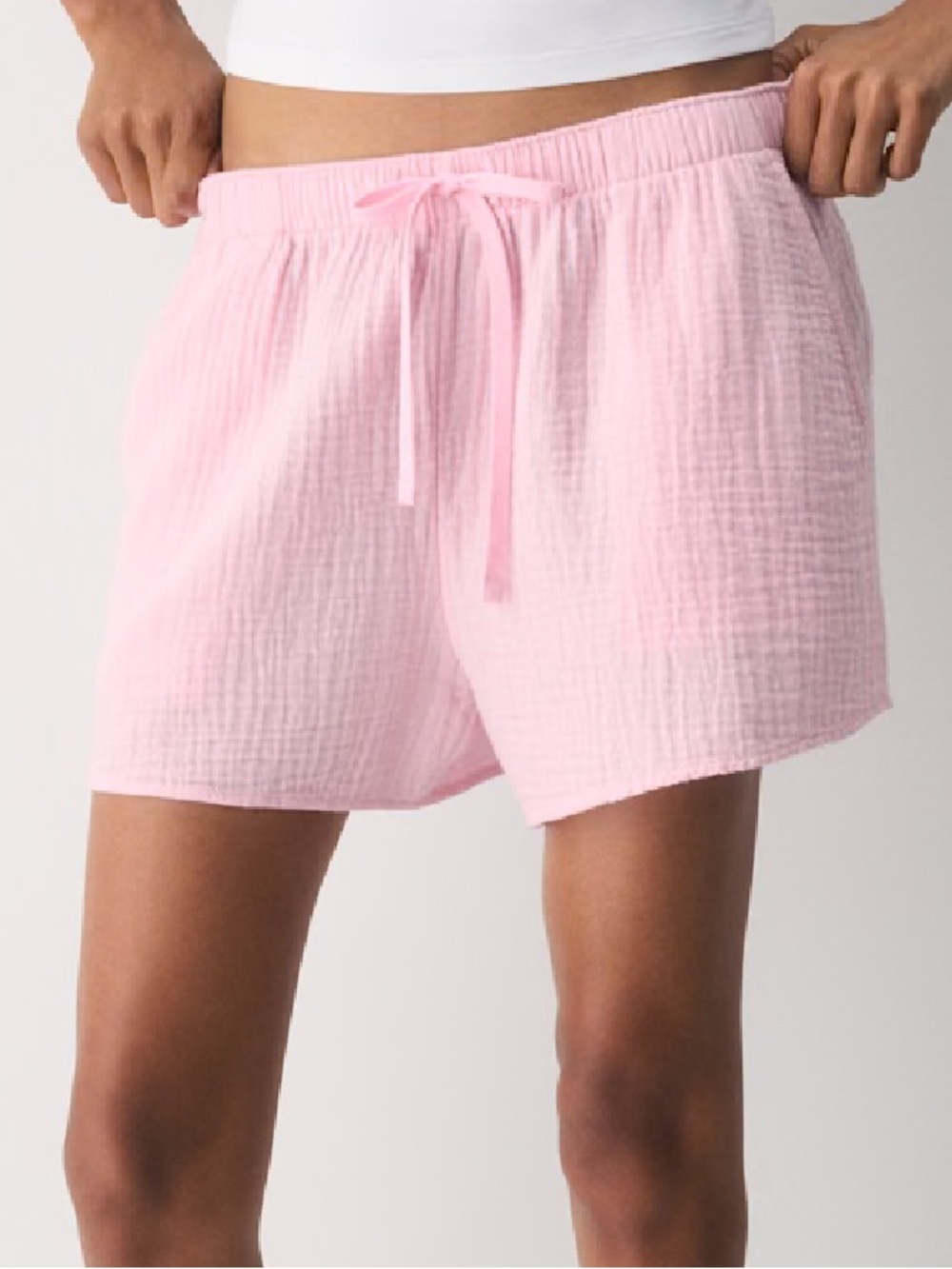 ARITZIA Little Moon Pink Cotton Gauze Preppy Lounge Shorts XL